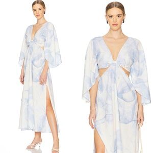 NWT BOAMAR Avalon Floral Light Blue Revolve Cutout Maxi Dress in Blossom Size XL